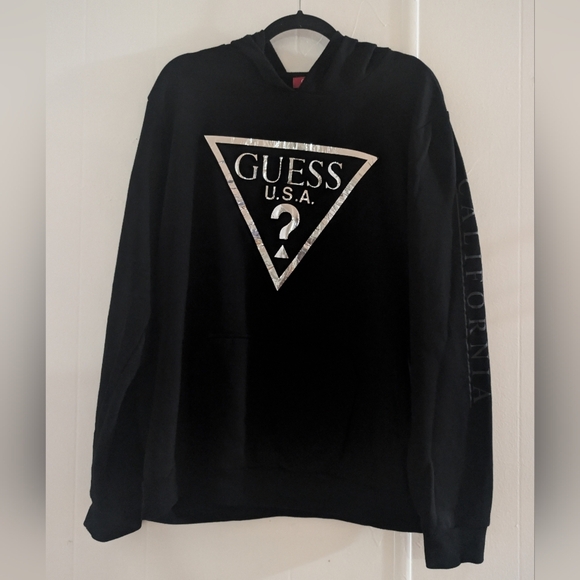 Guess Black Logo Hoodie for Men - Picture 1 of 11